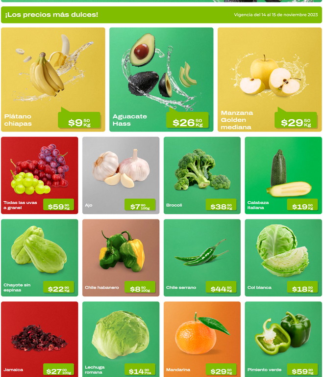 Frutas y verduras Chedraui 14 y 15 de Noviembre 2023
