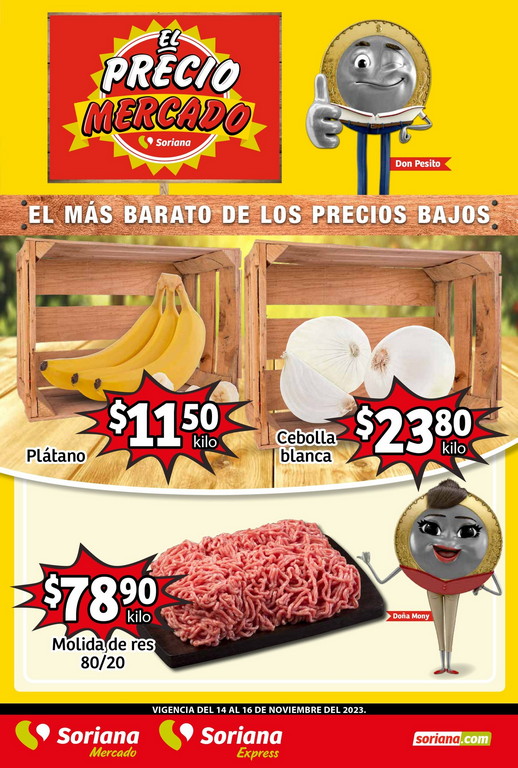 Ofertas Frutas y Verduras Soriana Mercado del 14 al 16 de Noviembre 2023