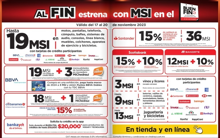 Promociones bancarias buen fin 2023 Chedraui