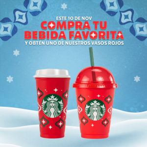 Starbucks: Vaso Reusable de Navidad GRATIS