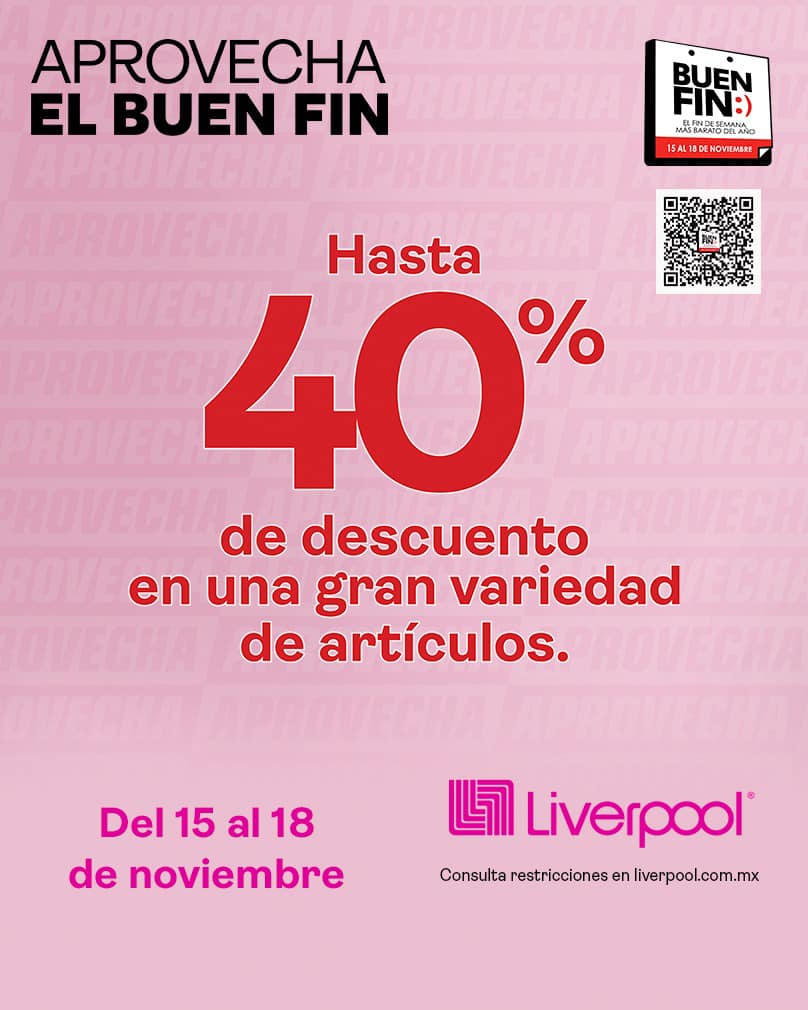 Descuentos Buen Fin 2024 en Liverpool Hasta 40% de descuento